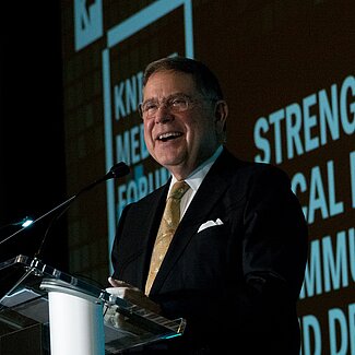 Alberto Ibarguen, President and CEO Knight Foundation, during closing remarks on the third, and final, day of the Knight Media Forum 2018